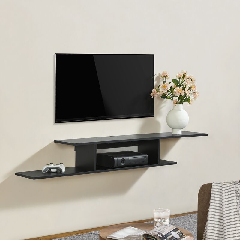 foto del prodotto mensola tv st vring sospesa a muro 21 x 150 x 25 cm nero en.casa 