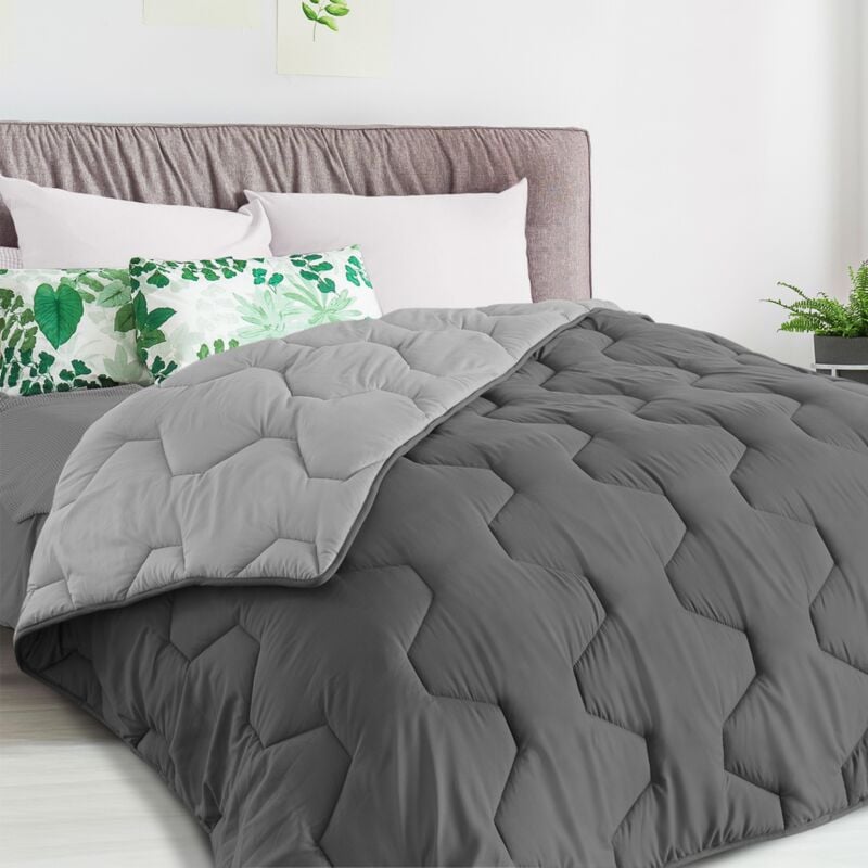 foto del prodotto idmarket piumino 220x240 cm biface grigio chiaro e grigio 300 gr abby