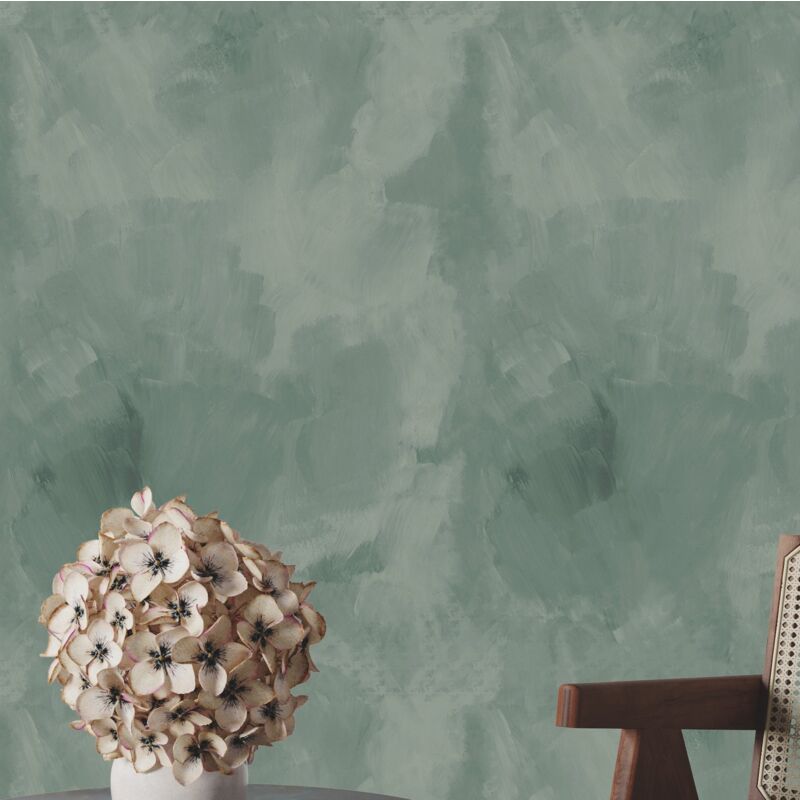 foto del prodotto wallpapers4beginners carta da parati stucco veneziano verde in fogli di carta, 250x200cm