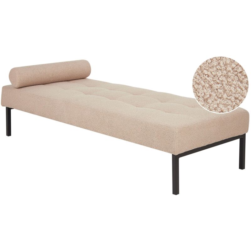 foto del prodotto elegante chaise longue soggiorno camera da letto gambe in metallo boucle beige chinon