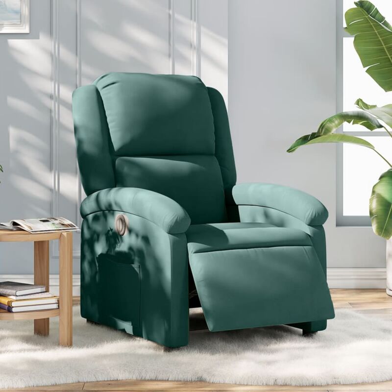 foto del prodotto vidaxl poltrona elettrica reclinabile verde scuro in vera pelle