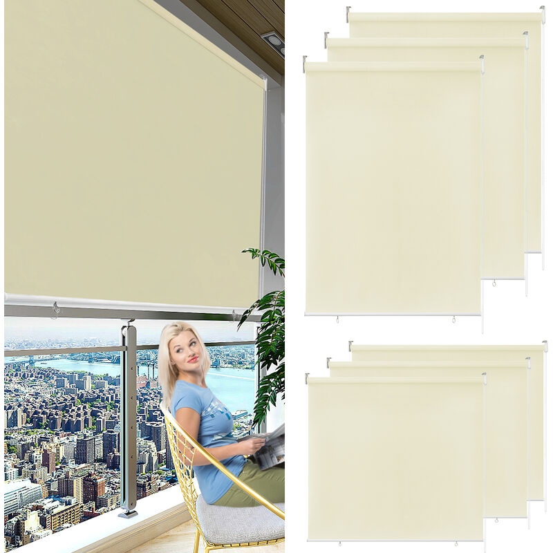 foto del prodotto hengmei tenda a rullo per esterni, tenda verticale per balconi tenda oscurante per privacy 100x140cm, beige 