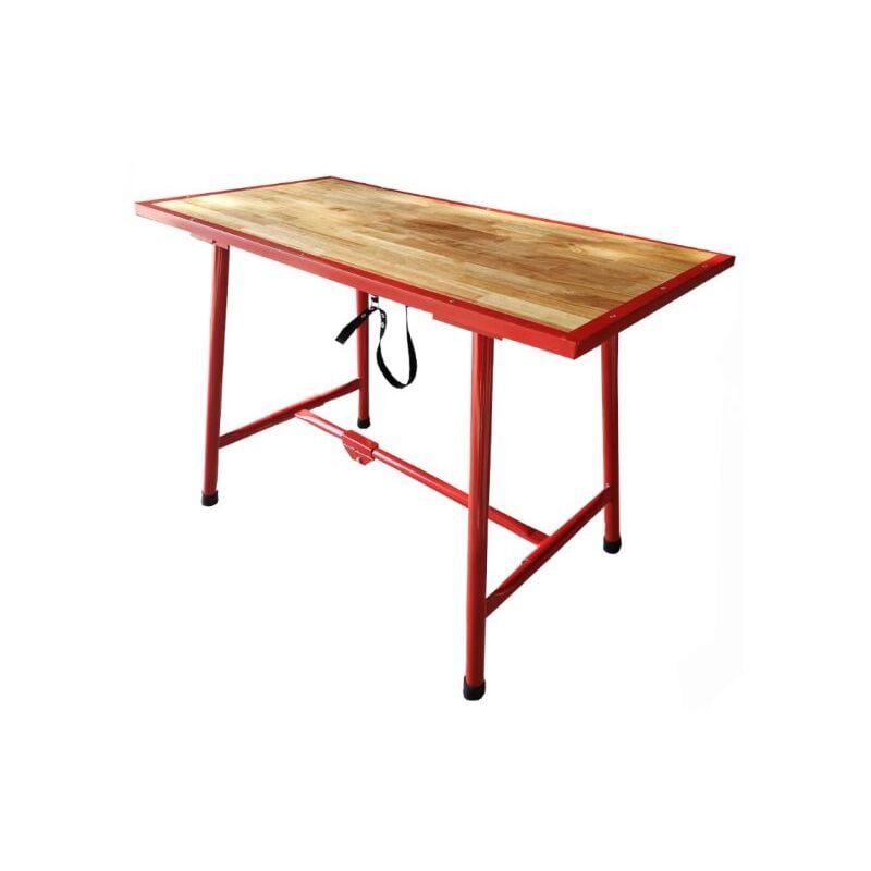 foto del prodotto banco da lavoro per officina tavolo pieghevole in legno e acciaio per il fai da te 120 cm l x 62,5 p cm x 83 cm h 