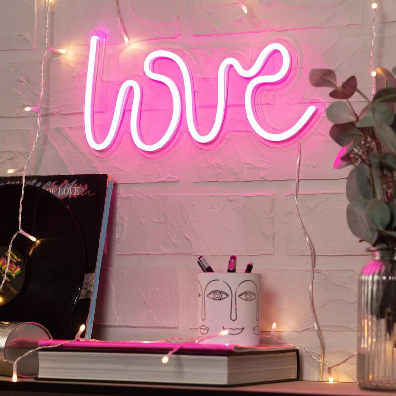 foto del prodotto ledkia insegna neon love rosa
