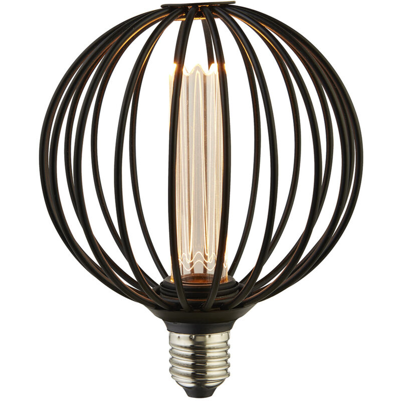 foto del prodotto searchlight lampadina contemporanea globo acciaio nero 1 luce e27 3,5w 1800k