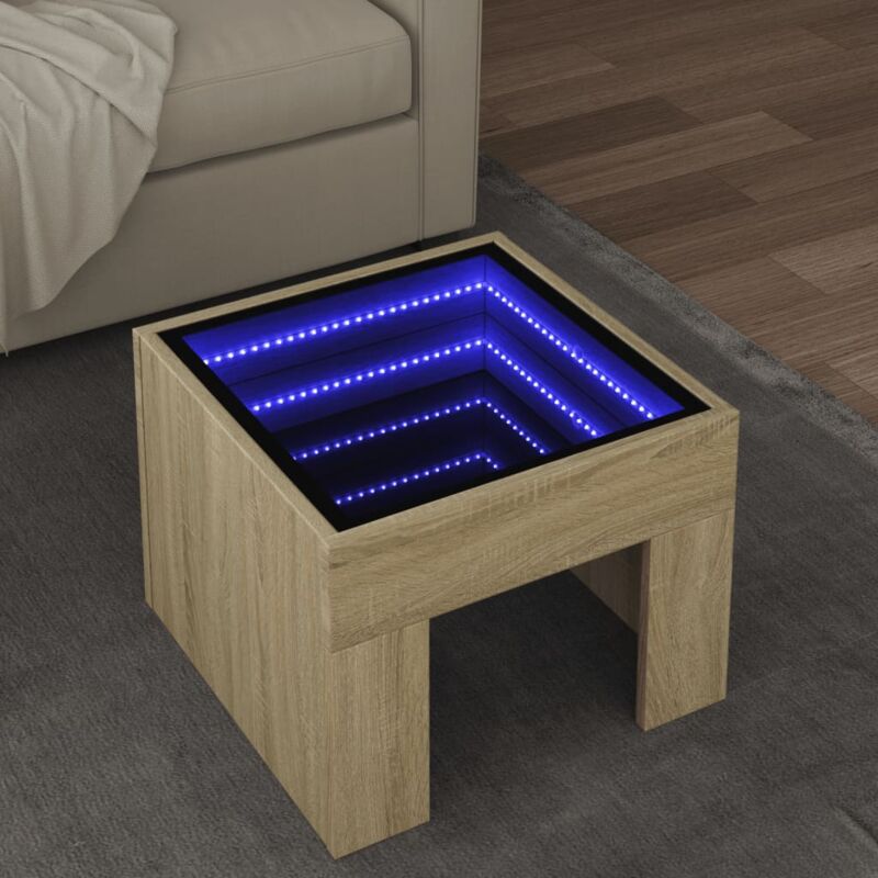 foto del prodotto vidaxl tavolino da salotto con led infinity rovere sonoma 40x40x30 cm