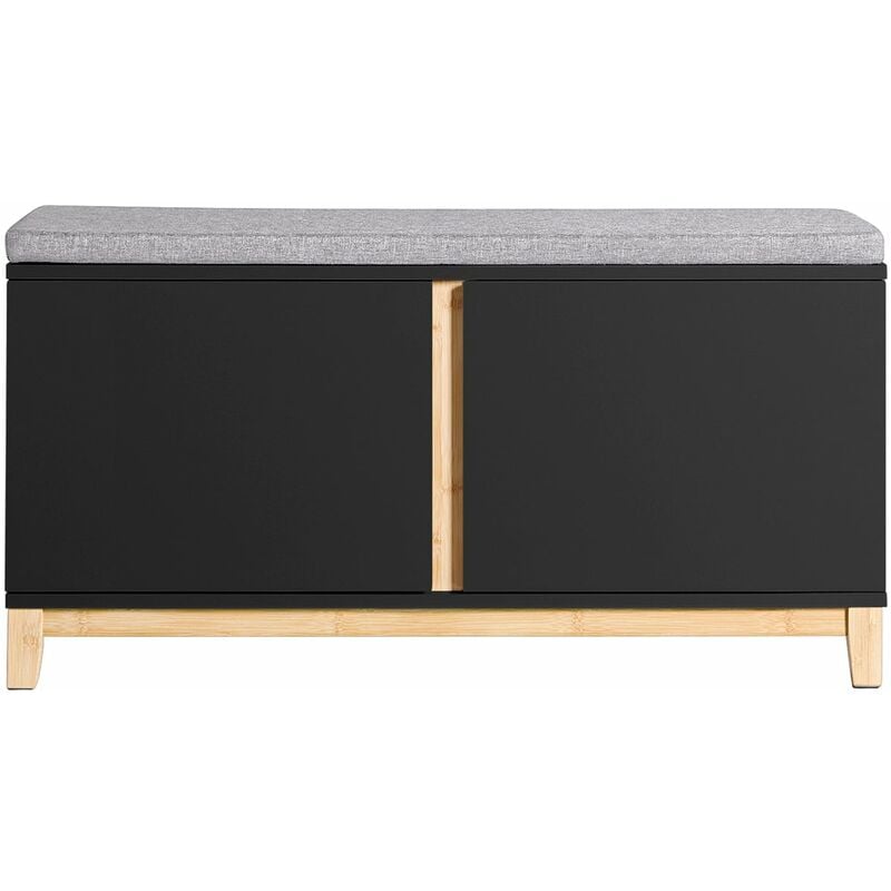 foto del prodotto panca scarpiera ingresso con seduta, cassapanca contenitore con 2 ante, 90x34x46cm fsr117 sch sobuy