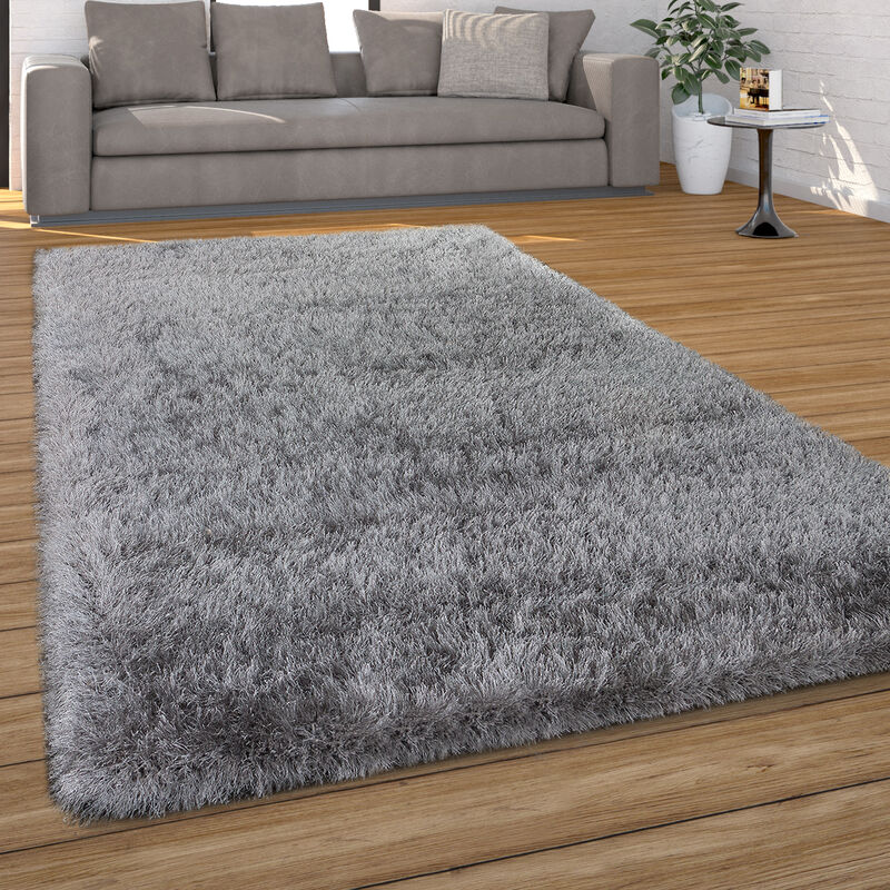 foto del prodotto paco home tappeto salotto moderno soggiorno pelo lungo monocolore peloso moderno 80x150 cm, grigio