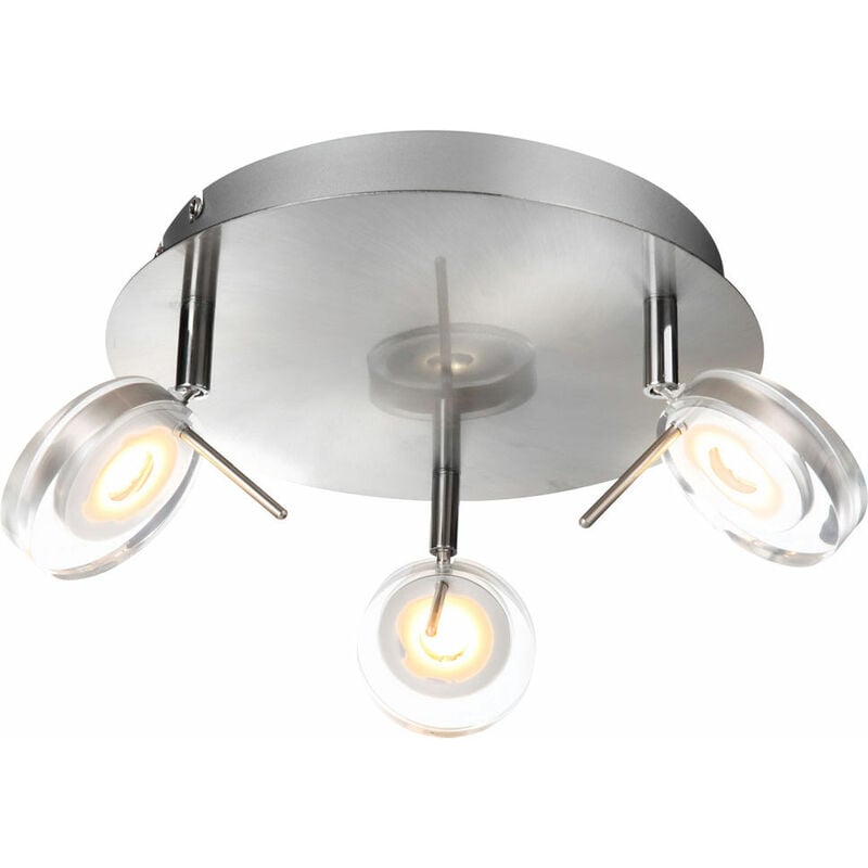 foto del prodotto globo spot tondo tre faretti plafoniera orientabile soggiorno moderno, 3x led 5w 375lm bianco caldo, dxh 25x16 cm
