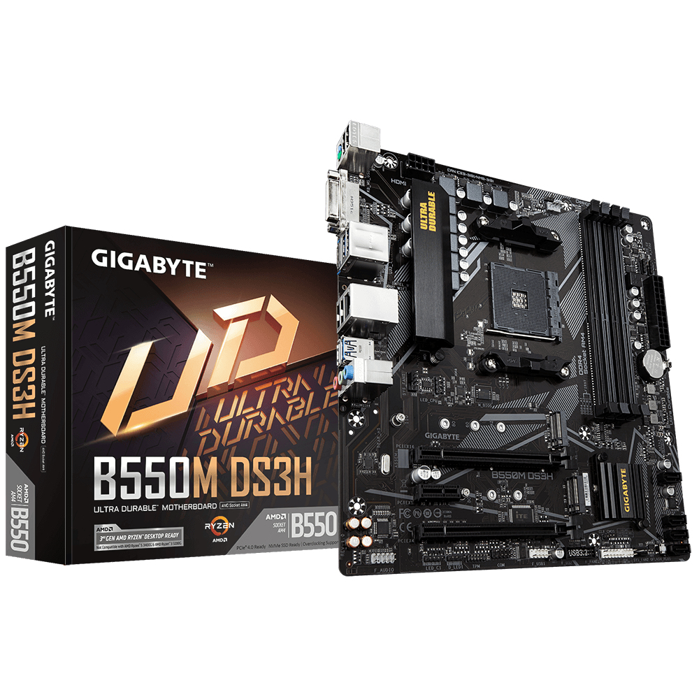 immagine 0 del prodotto gigabyte b550m ds3h scheda madre cpu amd ryzen 5000, vrm a 5 3 fasi, fino a 4733 mhz ddr4, 1xpcie 4.0 1xpcie 3.0 m.2, lan 1gbe, usb 3.2 gen 1