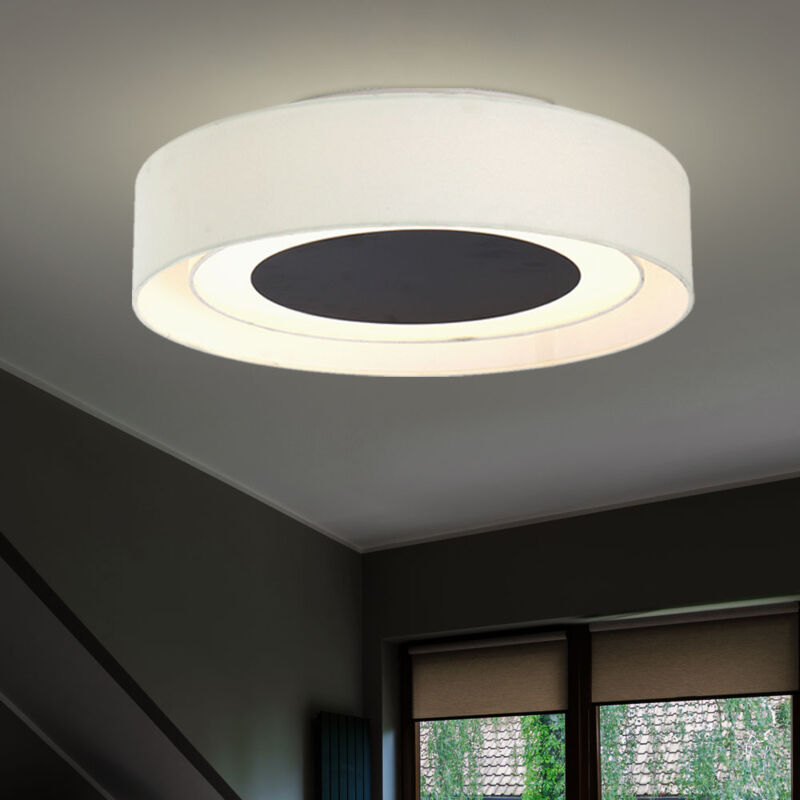 foto del prodotto plafoniera led plafoniera soggiorno plafoniera rotonda bianca, paralume in tessuto beige nero, 1x led 16w 710lm bianco caldo, p 45 cm