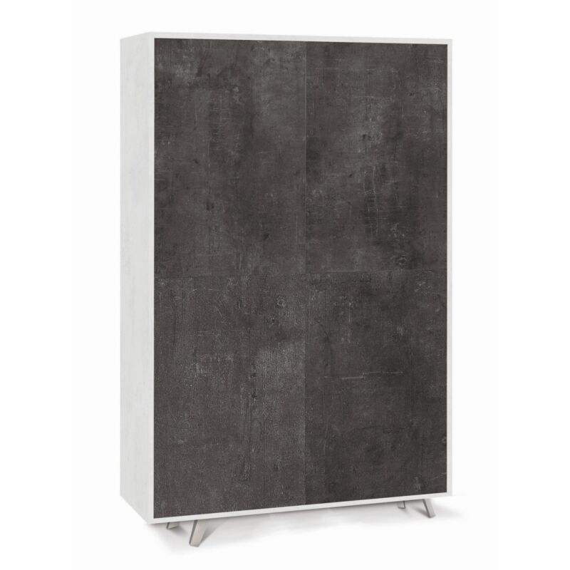 foto del prodotto armadio credenza ripiani 4 ante soggiorno bianco nero mobile ingresso
