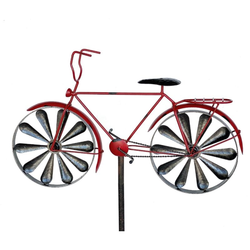 foto del prodotto dandibo spina da giardino bicicletta in metallo xl 160 cm rosso 96100 shabby carillon del vento ruota del vento resistente alle intemperie