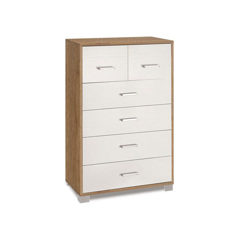 immagine 0 del prodotto sarmog cassettiera noce con 6 cassetti bianchi in legno