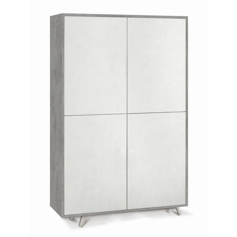 foto del prodotto mobile cemento bianco credenza 4 ante armadio ripiani soggiorno ingresso