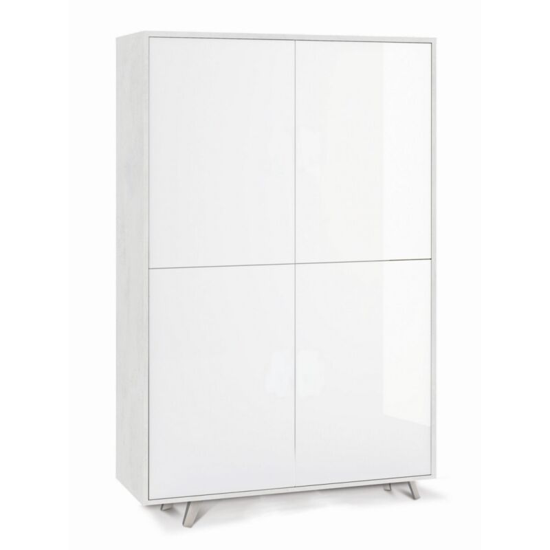 foto del prodotto mobile armadio credenza ripiani 4 ante bianco lucido soggiorno madia