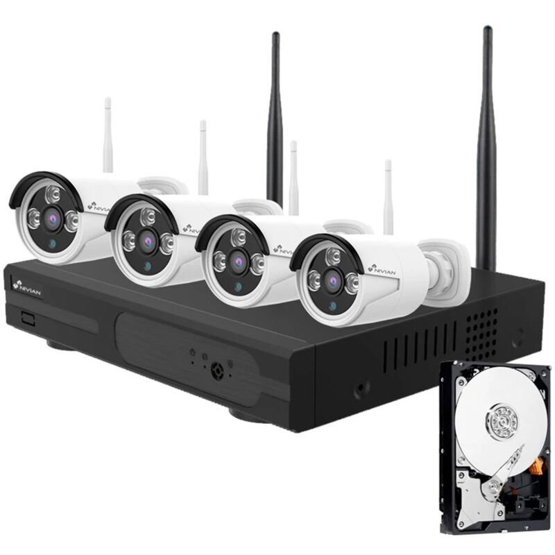 foto del prodotto kit videosorveglianza wireless full hd ip 4 telecamere 3 mpx wifi hd 320 gb