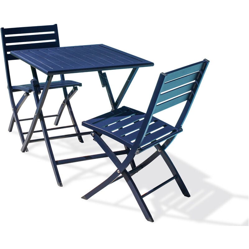 foto del prodotto marius tavolo e sedie da giardino 2 posti in alluminio blu scuro city garden