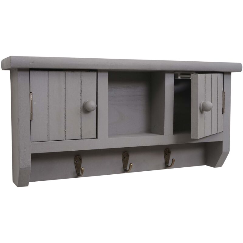 foto del prodotto portachiavi attaccapanni mensola pensile hhg 461 legno paulonia grigio