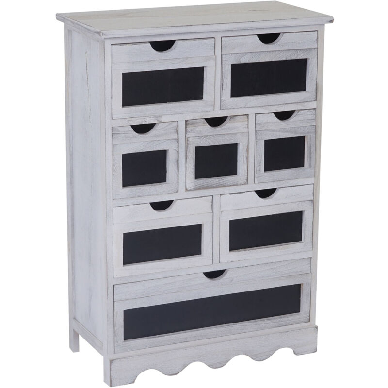 foto del prodotto credenza cassettiera lavagna shabby vintage ermelo 87x60x30cm legno di paulonia bianco