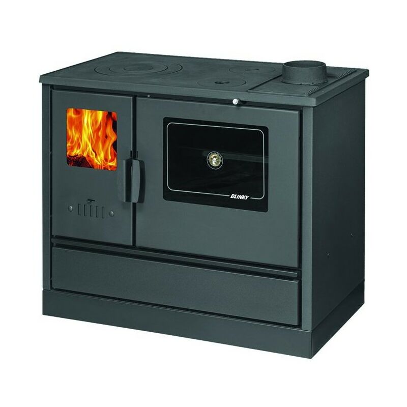 foto del prodotto blinky cucina a legna con forno lina con porta vetro antracite