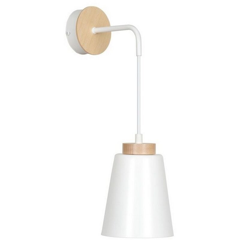 foto del prodotto epikasa lampada a parete bolero, acciaio verniciato a polvere, legno, bianco, 14x25x16 cm