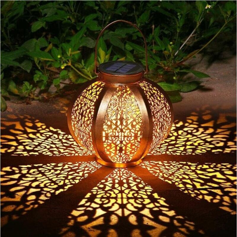 foto del prodotto fortuneville lanterna solare decorazione da giardino lampada da giardino decorativa in metallo impermeabile per esterno a luce solare per