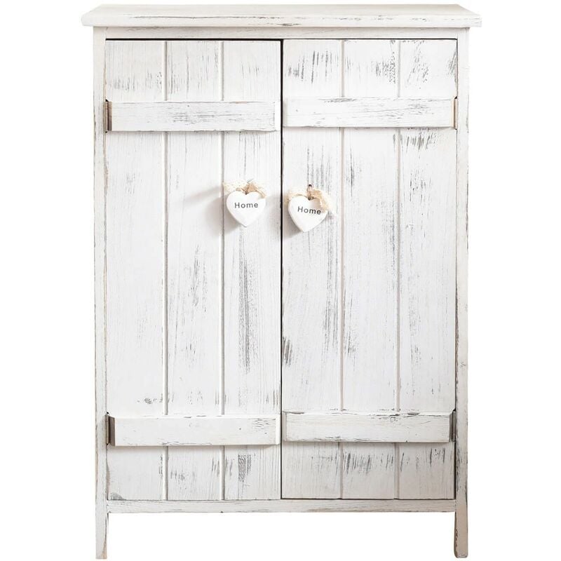 foto del prodotto rebecca mobili comodino mobiletto doppia anta legno bianco shabby chic 70x51x30