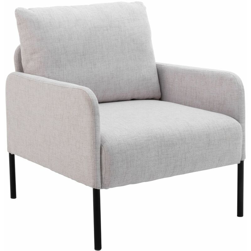 foto del prodotto poltrona imbottita sedia da salotto moderno poltroncina in tessuto di lino per soggiorno, beige