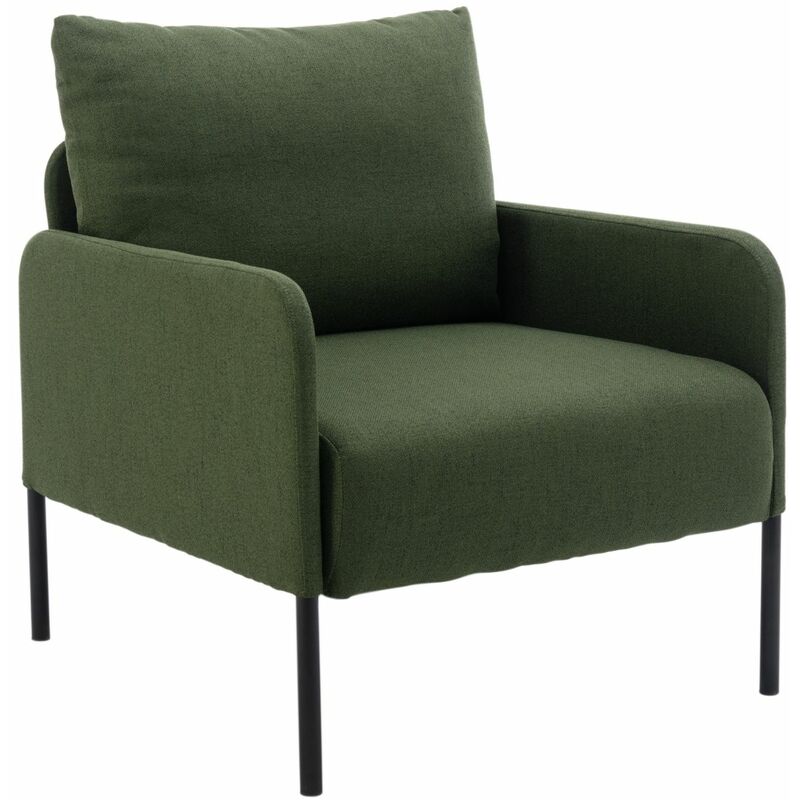 foto del prodotto poltrona imbottita sedia da salotto moderno poltroncina in tessuto di lino per soggiorno, verde