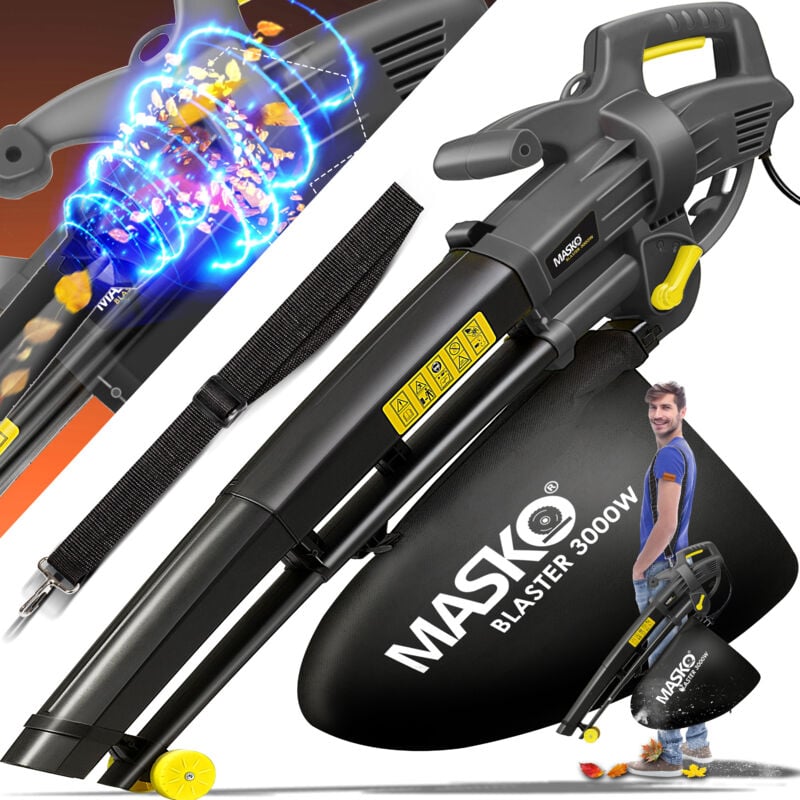 foto del prodotto aspirapolvere elettrico 3in1 electric 3000w 45l leaf blower leaf shredder antracite giallo masko