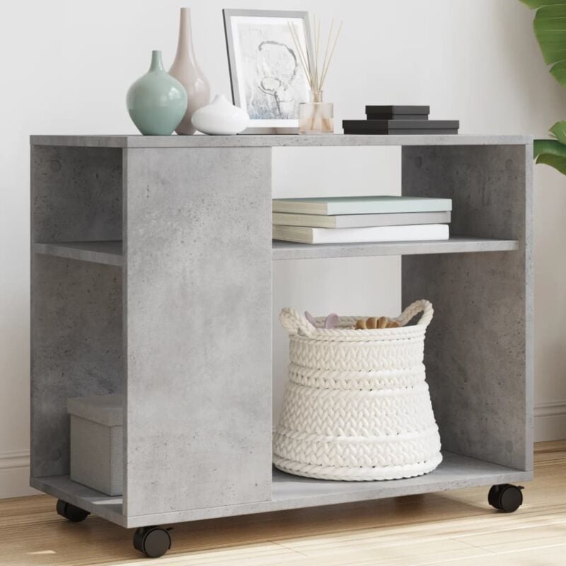 foto del prodotto vidaxl tavolino con ruote grigio cemento 70x35x60 cm in truciolato