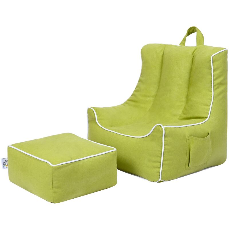 foto del prodotto ready steady bed poltrona a sacco per bambini con poggiapiedi, poltrona a sacco per sale giochi per bambini con maniglia per il trasporto, poltrona