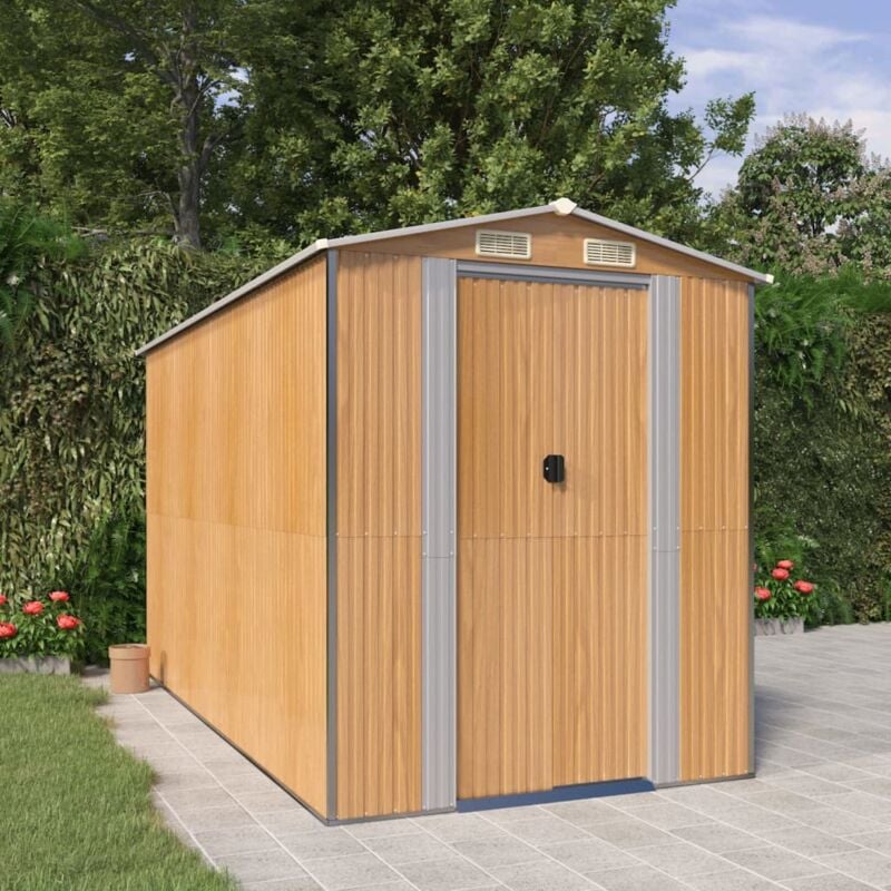 foto del prodotto vidaxl capanno giardino marrone chiaro 192x357x223cm acciaio zincato