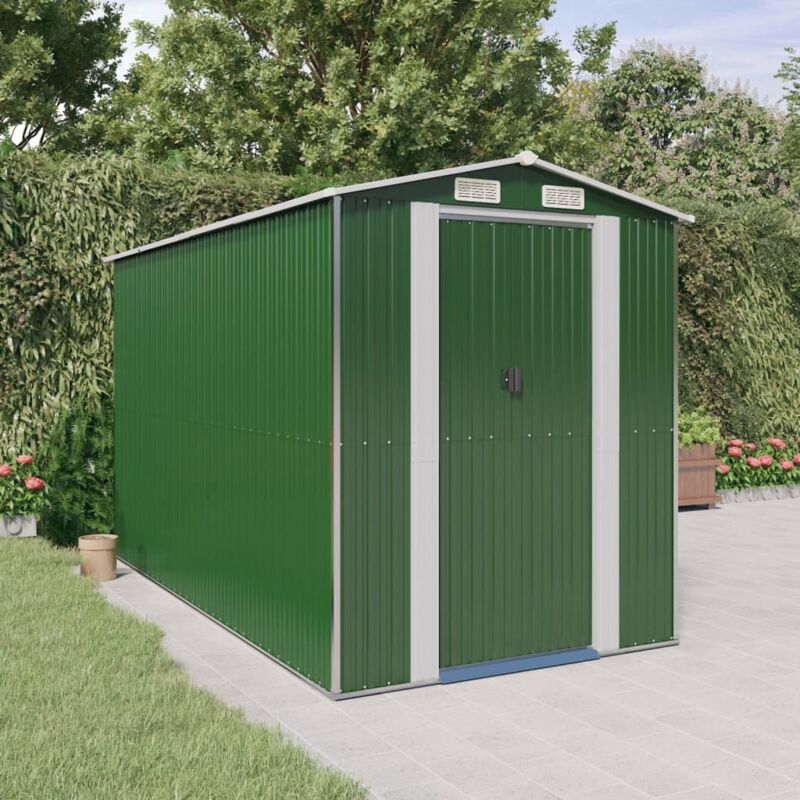 foto del prodotto vidaxl capanno da giardino verde 192x357x223 cm acciaio zincato