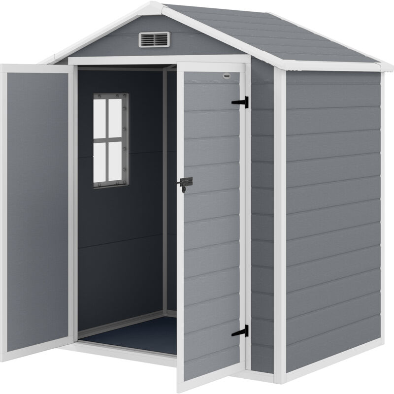 foto del prodotto casetta da giardino con finestra e doppia porta 183x134x210 cm grigio outsunny