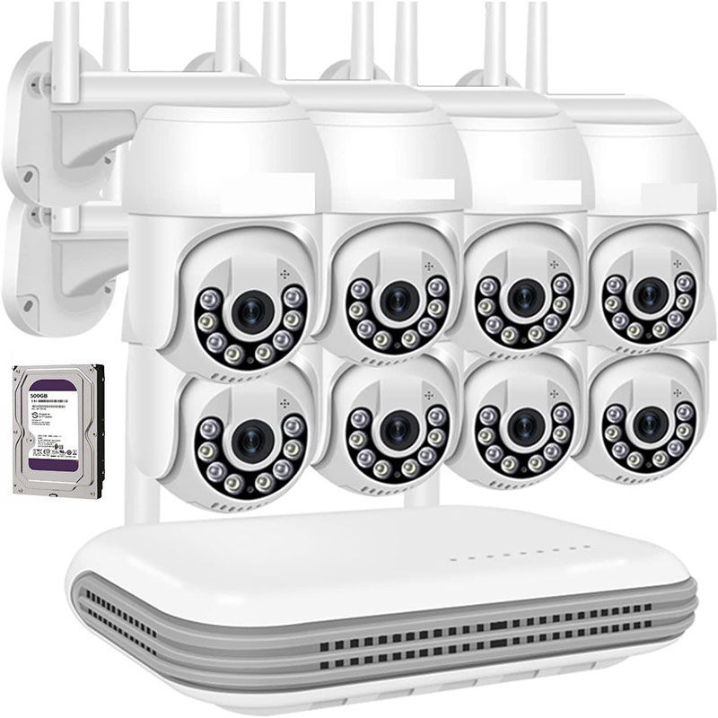 foto del prodotto kit videosorveglianza wireless ptz ip 4 telecamere 5 mpx wifi da remoto 500 gb
