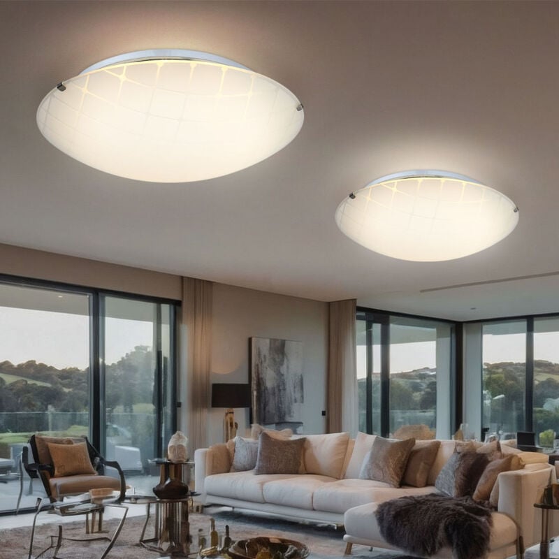 foto del prodotto globo lampada da soffitto plafoniera soggiorno luce sala da pranzo lampada, soggiorno cromo vetro opale, led 12w 900lm bianco neutro, dxh 30x10cm,
