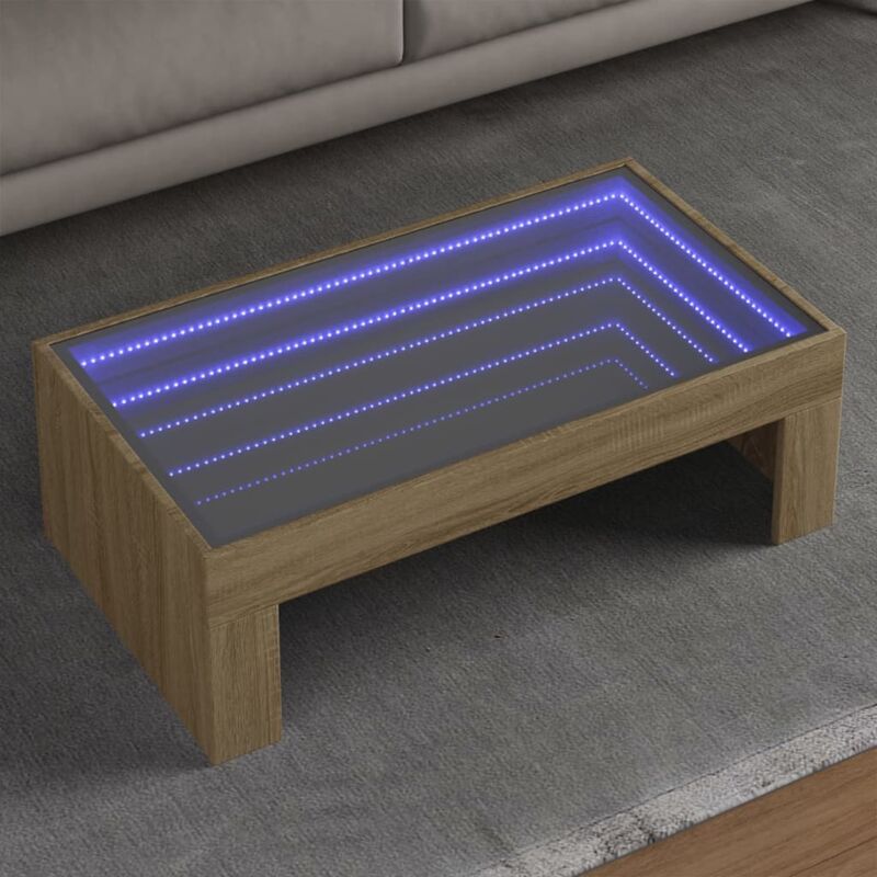 foto del prodotto vidaxl tavolino da salotto con led infinity rovere sonoma 90x50x30 cm