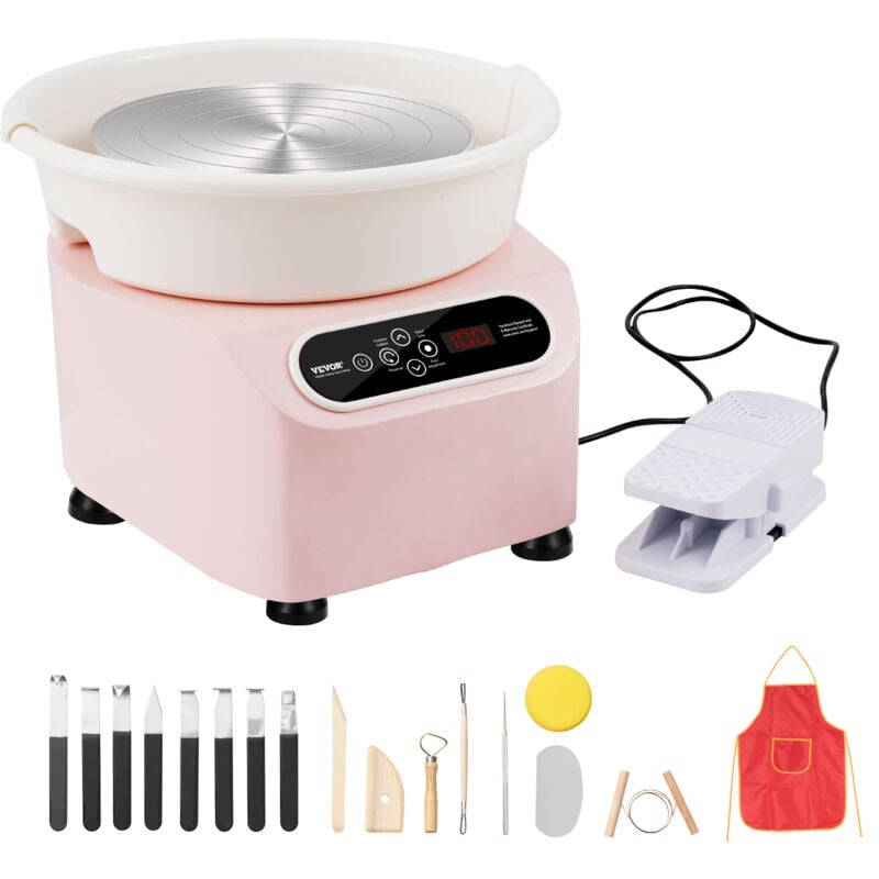foto del prodotto vevor ruota per ceramica, macchina per formare ceramica ruota elettrica, con pedale touch screen lcd strumenti di modellazione, ruota a
