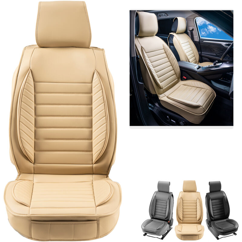 foto del prodotto vevor coprisedili universali per auto sedili anteriori 2 pezzi coprisedili in ecopelle, disegno semi chiuso, con poggiatesta rimovibile, airbag,