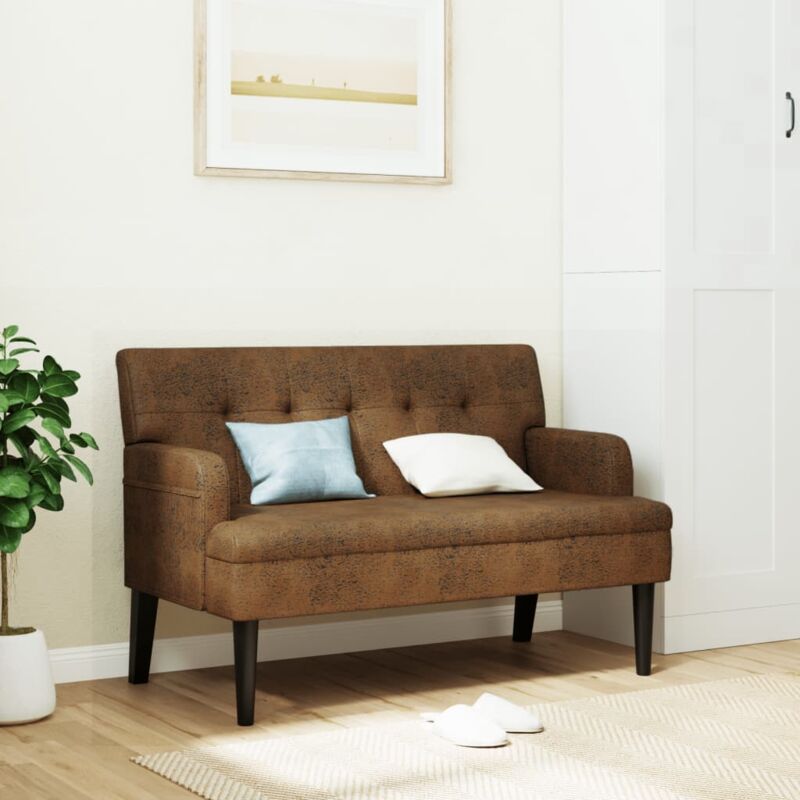 foto del prodotto vidaxl panca con schienale marrone 112x65,5x75 cm in scamosciato