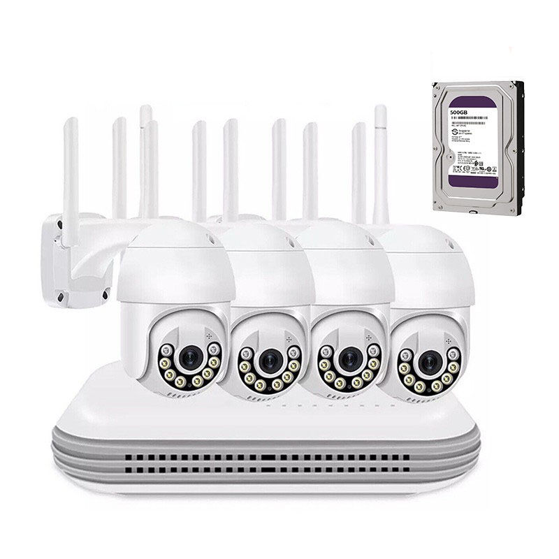 foto del prodotto kit videosorveglianza wireless ptz ip 4 telecamere 5 mpx wifi da remoto 500 gb