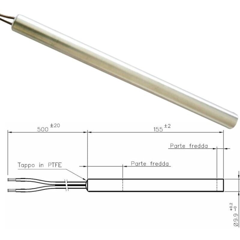 foto del prodotto resistenza candeletta stufa a pellet 9,9mm 300w 155mm edilkamin ravelli nordica