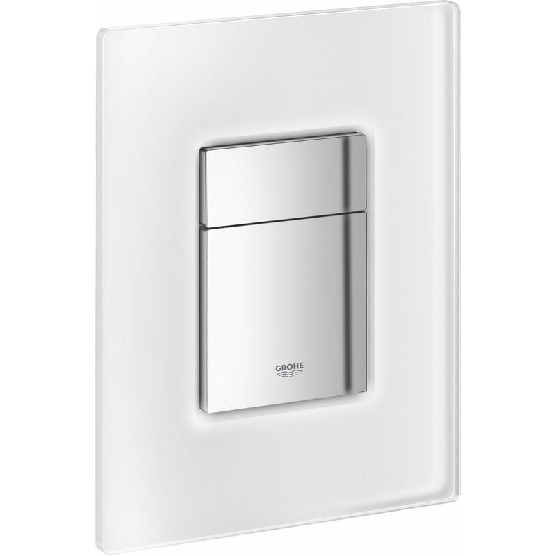 foto del prodotto 38845mf0 skate cosmopolitan piastra di azionamento wc, doppio scarico, cromo, vetro bianco grohe