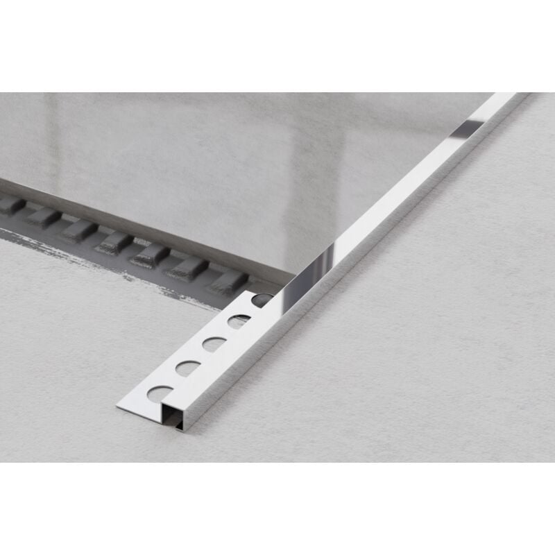 immagine 0 del prodotto ilcom profilo decorativo qs in acciaio inossidabile per piastrelle 1cm x 270cm argento lucido