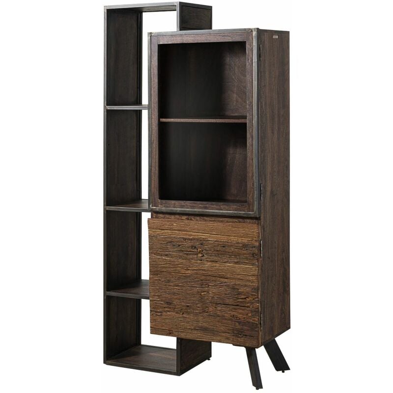 foto del prodotto vetrina in legno di acacia legno riciclato 90x40x183 laccato marrone sevilla 03