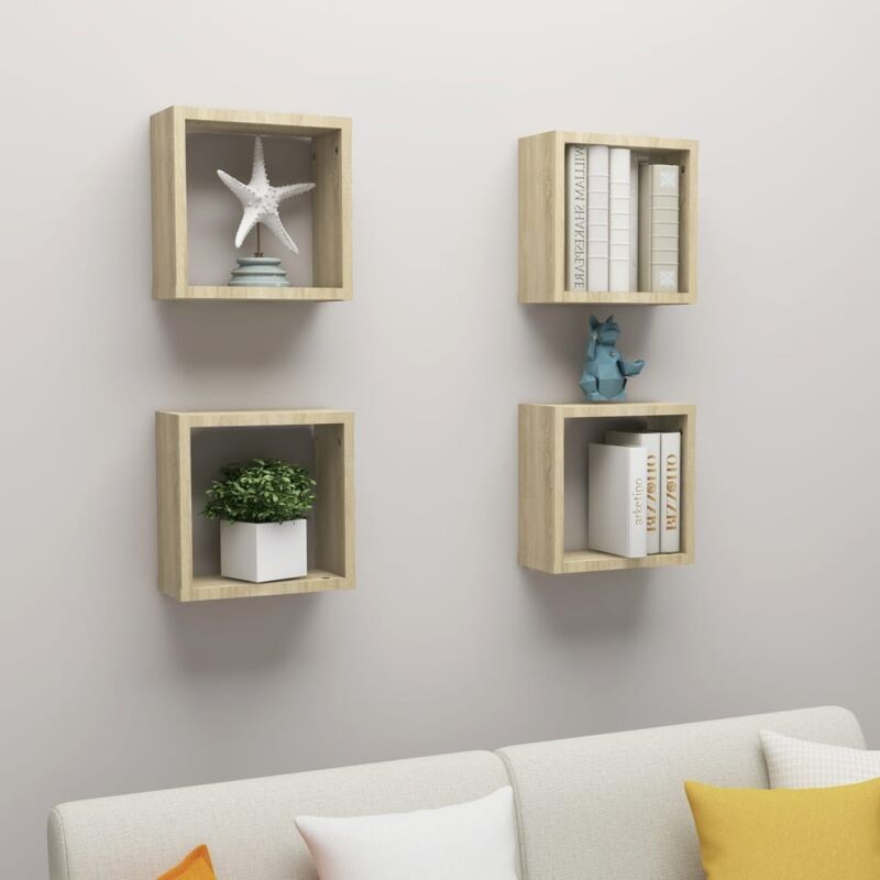 foto del prodotto furniture limited mensole a cubo 4 pz rovere sonoma 30x15x30 cm
