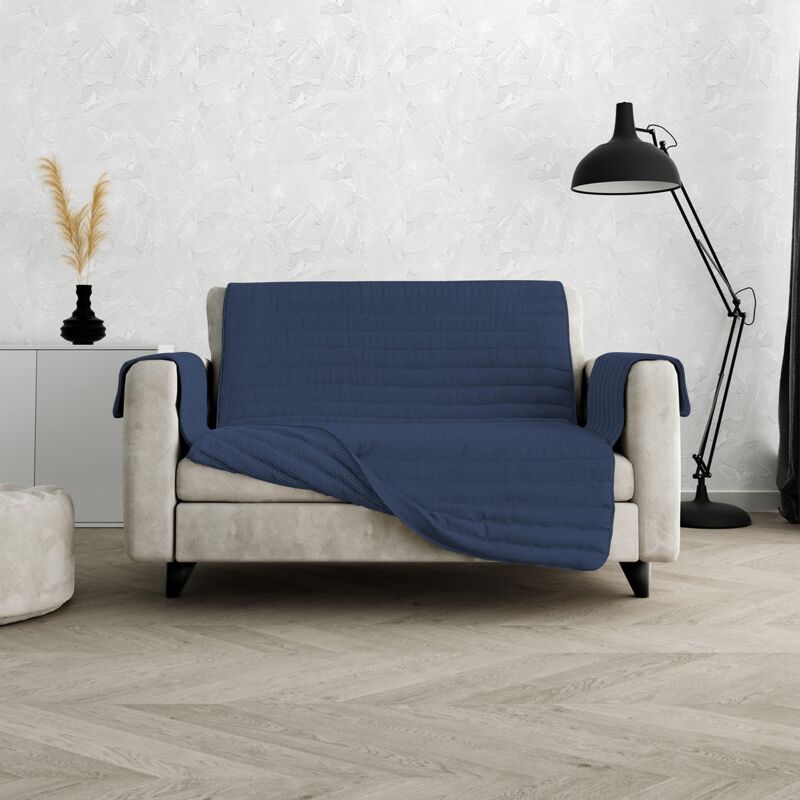 foto del prodotto copridivano antiscivolo e waterproof cozy, blu scuro 2 posti italian bed linen