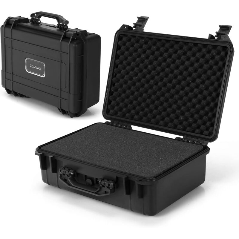 foto del prodotto costway valigetta per macchina fotografica impermeabile, custodia per fotocamera con inserto in schiuma regolabile, impermeabile ip66 e antipolvere,